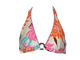 Split Bubblegum Floral Ring Front Halter Swim Top (Small)