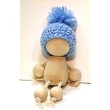 日本国内生産 森の木の妖精ポッツとブルー手編み帽子セット《手づくり木のおもちゃＨＵＧ ＨＵＧ(はぐはぐ）》