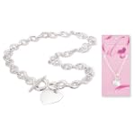 SAVE $2 - D'Amore Silver Heart Charm Toggle Necklace 16" $7.99