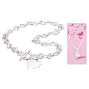 Buy D'Amore Silver Heart Charm Toggle Necklace 16 by MyJewelThief