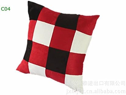 Yoovimin ® 2pc Suede Chamois Color Cotton Decorative Pillowcase Cushion Cover for Sofa Throw Pillow Case 18"x18" (Red +Black)