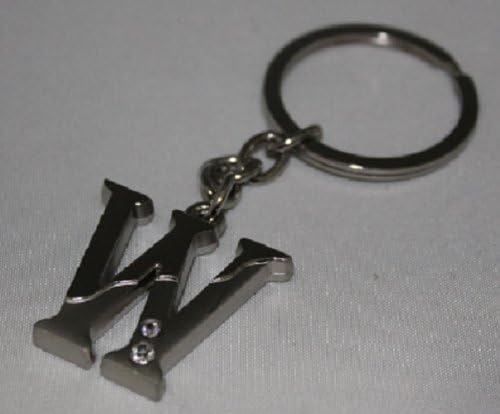 NEW! One Rhinestone Diamond ALL Letters Charm Pendants Letter Keychain Key Ring ALPHABET - ALL LETTERS A-Z (3.5", W)