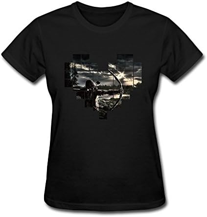 Rose Memery Women's O-Neck Heart Green Arrow T-shirts Black L