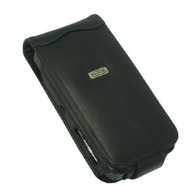 Premium Leather Flip Style Case for Nokia 800, Black with removable swivel clip by Prima Cases