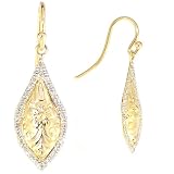 10k Yellow Gold Diamond Filigree Drop Shepherds Hook Earrings (1/15 cttw, I-J Color, I1-I2 Clarity)