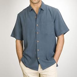 Sandals Cay Men's Dark Slate Silk Camp Shirt