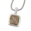 925 Silver & Chocolate Diamond Square Pendant with 18k Gold Accents (0.45ctw)