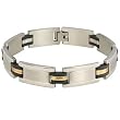 Men's Stainless Steel 13mm Gold Tone Wire Wrap Rubber Link Bracelet 8.5"