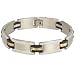 Men's Stainless Steel 13mm Gold Tone Wire Wrap Rubber Link Bracelet 8.5"