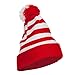 Striped Pom Pom Cuff Long Beanie