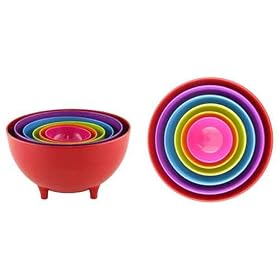 FOOTED MULTI-COLOURED NESTING BOWLS