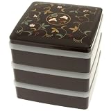 Kotobuki 3 Tiered Jubako Lacquer Box with ornamental Rabbit Design