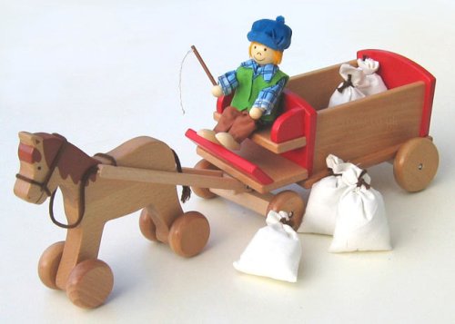 Childrens Toyshop  Toys : Horse and Cart Set - natural wood