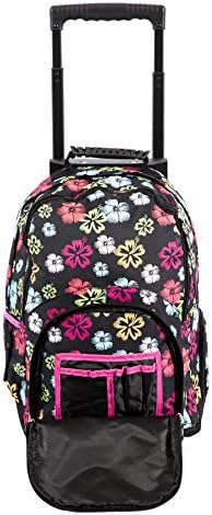 Curly Womens 600D Polyester CY200 Easy Roller Bookbag (Black/Floral Print)