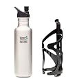 Klean Kanteen 27 oz Brushed Stainless Steel Water Bottle with Sport Cap 2.0 and Bike Cage