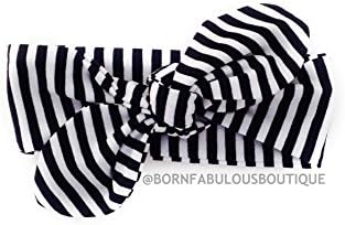 Candy Shop Kids Girls Top Knot Headwrap Baby through Adult (Black and White Stripe)