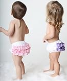 RuffleButts Baby Girl White Nappy Cover w/ Big Pink Ruffles