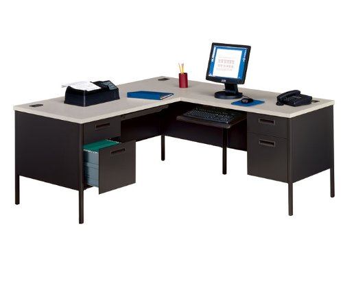 LDesk with Right Return Light Gray Top/Light Gray Base