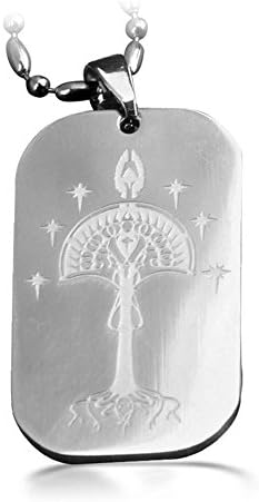 Stainless Steel Lord of the Rings Gondor Emblem Symbol Dog Tag Pendant Necklace Christmas Gift