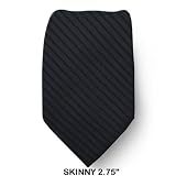 CK-S-359 - Brand Name Designer Calvin Klein SKINNY Silk Tie - Charcoal