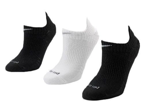 Nike Dri-Fit Lightweight No Show Socks 3 Pair - Women's (Shoe size: 6-10, Black/White)