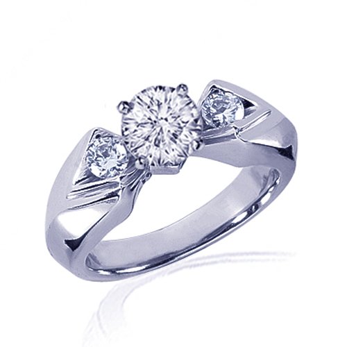 1.30 Ct Round 3 Stone Diamond Engagement Ring 