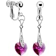 Austrian Crystal Heart July Birthstone Clip Earrings