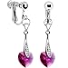 Austrian Crystal Heart July Birthstone Clip Earrings