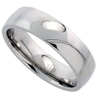 Stainless Steel 6 mm (1/4 in.) High Polish Comfort Fit Dome Wedding Band / Thumb Ring (Available in Sizes 5 to 12)