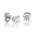 14k White Gold NATURAL Diamond Stud Earrings (HI, I, 0.60 carat)