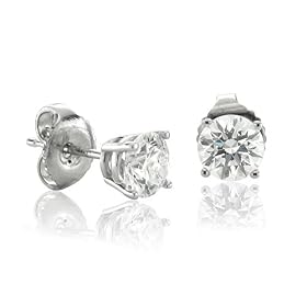 14k White Gold NATURAL Diamond Stud Earrings (HI, I, 0.60 carat) by