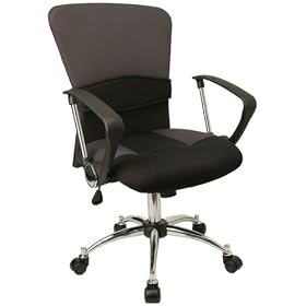 Mid-Back Mesh Adjustable Office Computer Chair w  Arms, Grey
