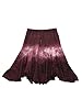 Tie Dye Ari Embroidered Stonewashed Rayon Mid Length Skirt