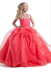 Girls Organza Crystal Lace Crystals Backless   Ball Gown Pageant Dress/Party Dress 