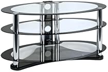 Centurion GT8 Oval Contemporary Design Black Plasma/LCD 26"-50" Glass Stand
