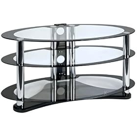 Centurion GT8 Oval Contemporary Design Black Plasma/LCD 26"-50" Glass Stand