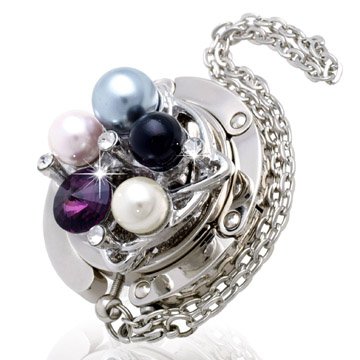 Pearls with Purple Gem Folding Purse Hanger with FREE Gift Box by Small Goby Pearls with Purple Gem Folding Purse Hanger with FREE Gift Box by Small Goby