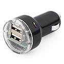 TRIXES Black Micro 2 Port USB Car Charger Adapter for iPod iPhone iPad Mobile SatNav