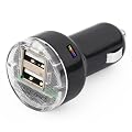 TRIXES Black Micro 2 Port USB Car Charger Adapter for iPod iPhone iPad Mobile SatNav