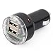TRIXES Black Micro 2 Port USB Car Charger Adapter for iPod iPhone iPad Mobile SatNav