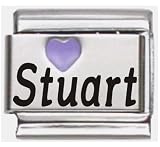 Stuart Purple Heart Laser Name Italian Charm Link