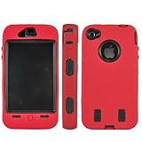 Red Rugged Hard Dual Layer Case for Apple iPhone 4