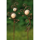 Gartenstab Gartenstecker m. 2 Kugeln Rostoptik Landhaus