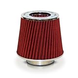 High Performance Replacement Air Intake Filter Superflow Tornado Style Red and Chrome