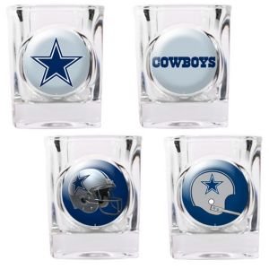NFL Dallas Cowboys Four Piece Square Shot Glass Set (Individual Logos)
