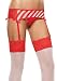 Christmas 2Pc Garter Belt With Eyelash Lace Side Panels Satin Bows And G-String