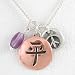 Round Chinese Peace Pendant with Peace Symbol in Sterling Silver and Copper and Amethyst Gemstone Bead on a 16" Box Chain, #8683
