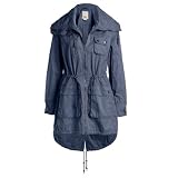 Cotton twill parka with stand-up collar