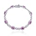 SS Platinum Plated Pink Corundum &amp; Diamond Accent 7.25" Bracelet