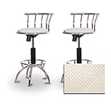 2 24"-29" White Textured Vinyl Seat Chrome Adjustable Specialty / Custom Ba ....